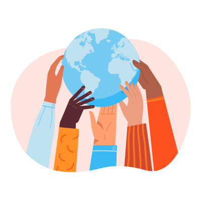 Hands holding the world