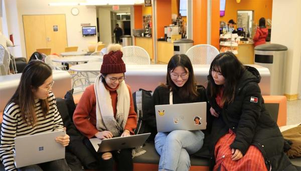 Students in the Crane Café